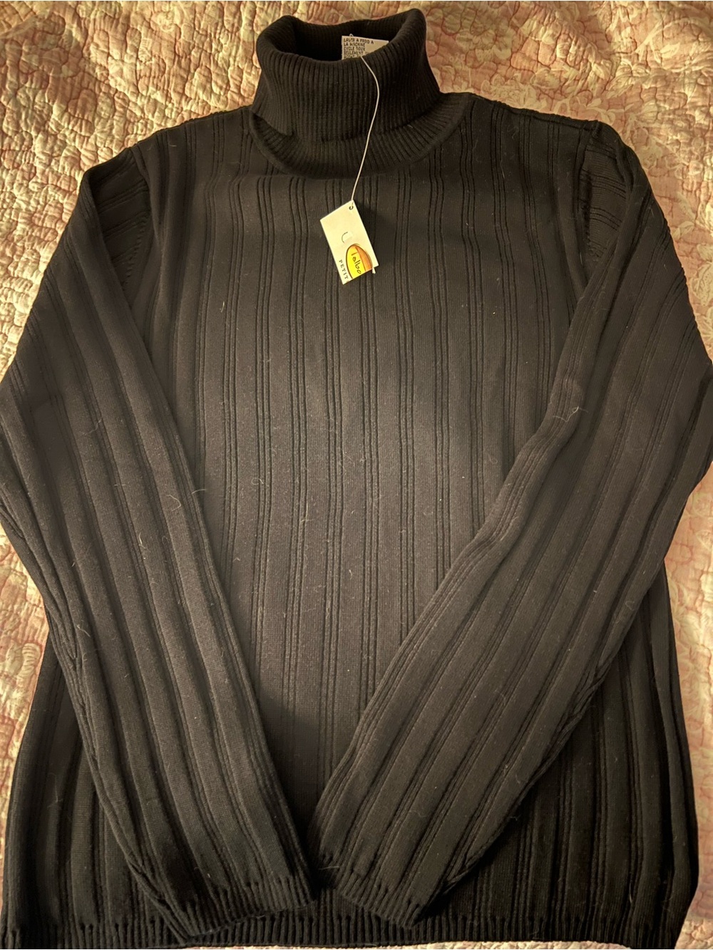 Vintage Talbots Black Ribbed Turtleneck Sweater NWT Medium Petite
